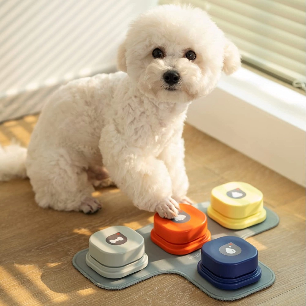 Dog Button Record Talking Pet Communication Vocal Training Interactive Toy Bell Ringer With Pad and Sticker puppy toys