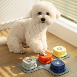 Dog Button Record Talking Pet Communication Vocal Training Interactive Toy Bell Ringer With Pad and Sticker puppy toys