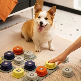 Dog Button Record Talking Pet Communication Vocal Training Interactive Toy Bell Ringer With Pad and Sticker puppy toys