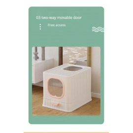 Fully Enclosed Oversized Cat Litter Box Pet Supplies Prevent Odor Spills Cat Toilet Double Door