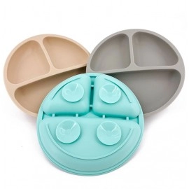 Baby Safe Sucker Silicone Dining Plate Solid Cute Cartoon Children Dishes Suction Toddle Training Tableware Kids Feeding Bowls