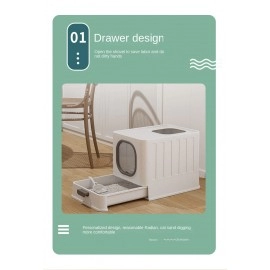 Fully Enclosed Oversized Cat Litter Box Pet Supplies Prevent Odor Spills Cat Toilet Double Door