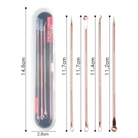 Rose Gold 4pcs/set Blackhead Comedone Acne Pimple Belmish Extractor Vacuum Blackhead Remover Tool Spoon for Face Skin Care Tool
