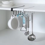 6 Hooks Storage Shelf Wardrobe Kitchen Bathroom Organizer Metal Under Shelves Hanging Rack Cup Utensils Holder Home Accessories