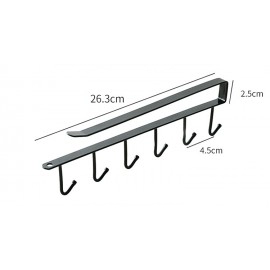 6 Hooks Storage Shelf Wardrobe Kitchen Bathroom Organizer Metal Under Shelves Hanging Rack Cup Utensils Holder Home Accessories