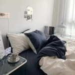 Ins Style Bedding Set Fashion Solid Color Washable Duvet Cover Pillowcases Sheet for Student Dormitory Soft Home Textile