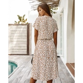 Ladies Polka Dot Print Shirt Dress Women Casual Midi Holiday Summer Dress Female Loose Women Beach Dress Sundress Robe Vestidos